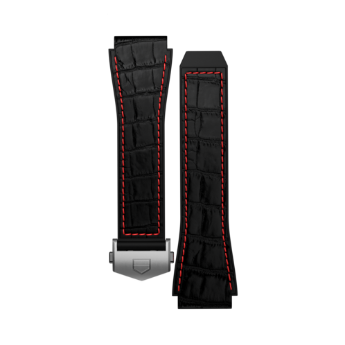 Armband aus schwarzem Kautschuk mit roten Akzenten Calibre E3