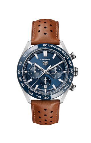Tag Heuer Carrera Chronograph Automatic Blue Dial Leather Strap Men's Watch  CBN2A1A.FC6537