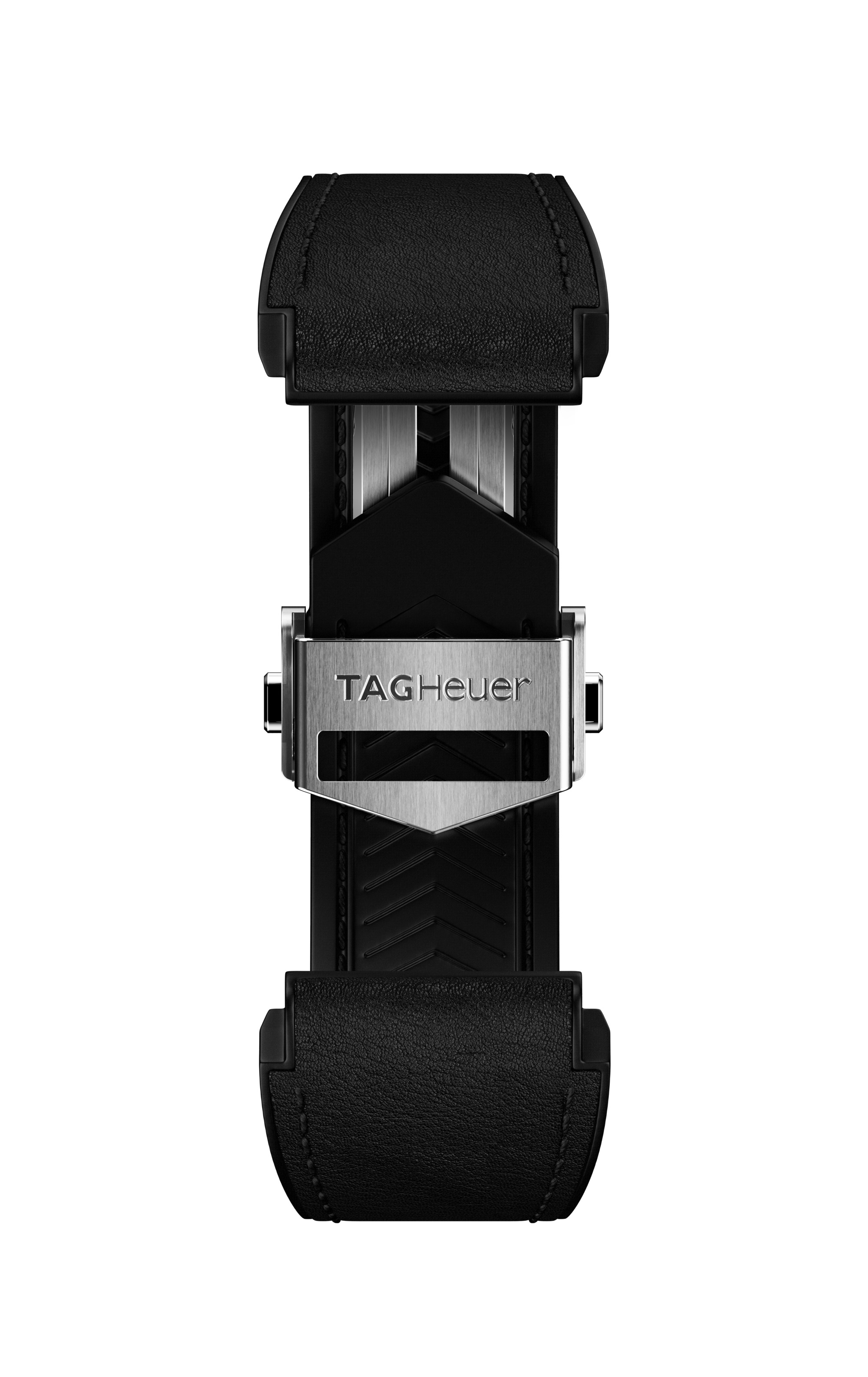 TAG HEUER CONNECTED ブラック バイマテリアルレザーストラップ(tag HEUER CONNECTED Calibre E4 45mm用) - ユニセックス