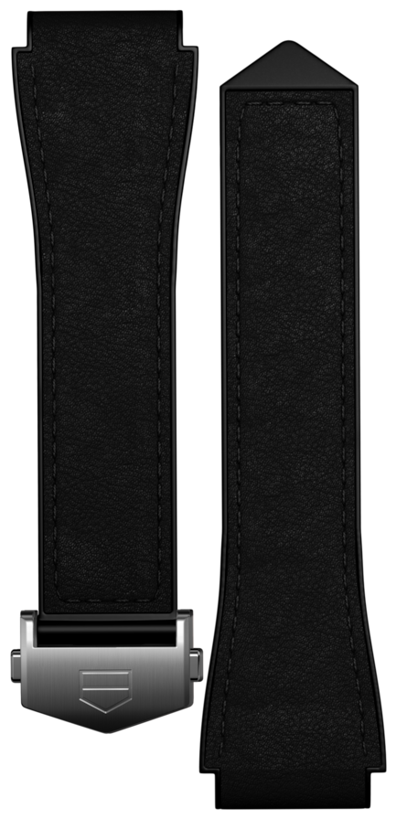 Cinturino bi-materiale in pelle nera Calibre E4 45mm