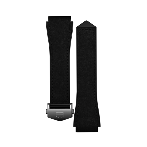 Bracelet en cuir bi-matière noir Calibre E4 45mm