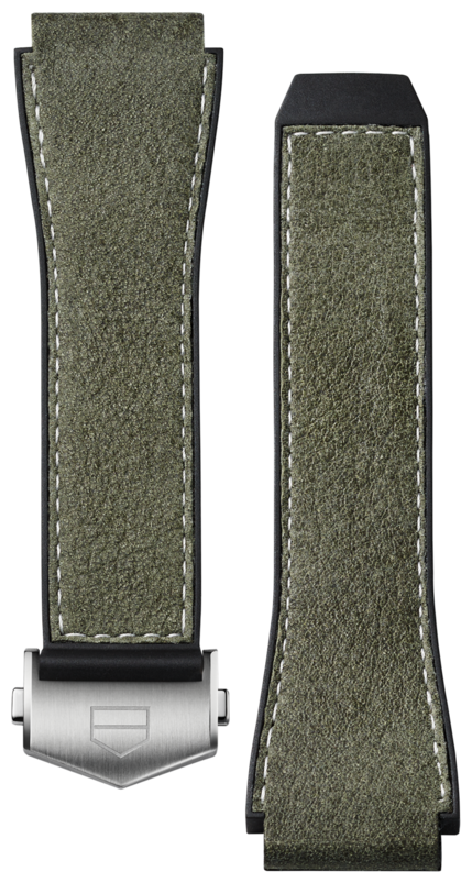 Grünes Lederarmband aus zwei Materialien Calibre E3 45 mm