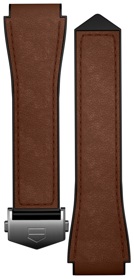 Bracelet en cuir bi-matière brun Calibre E4 45mm