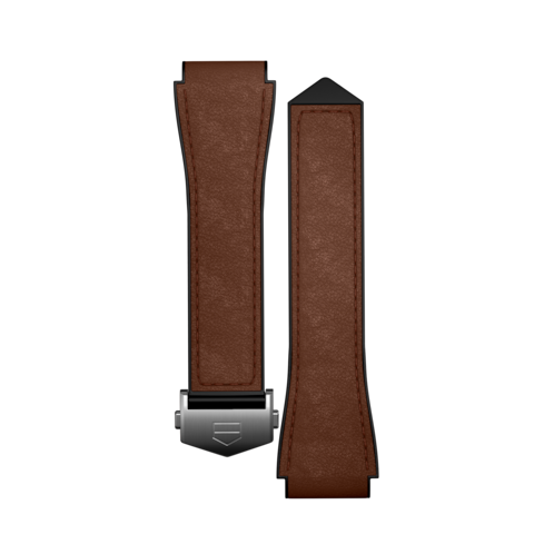 Bracelet en cuir bi-matière brun Calibre E4 45mm