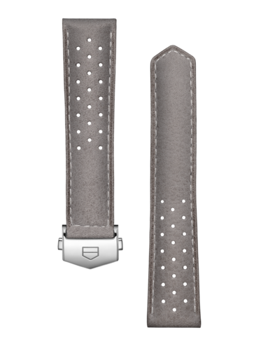 泰格豪雅卡莱拉系列39毫米腕表灰色穿孔皮革表带