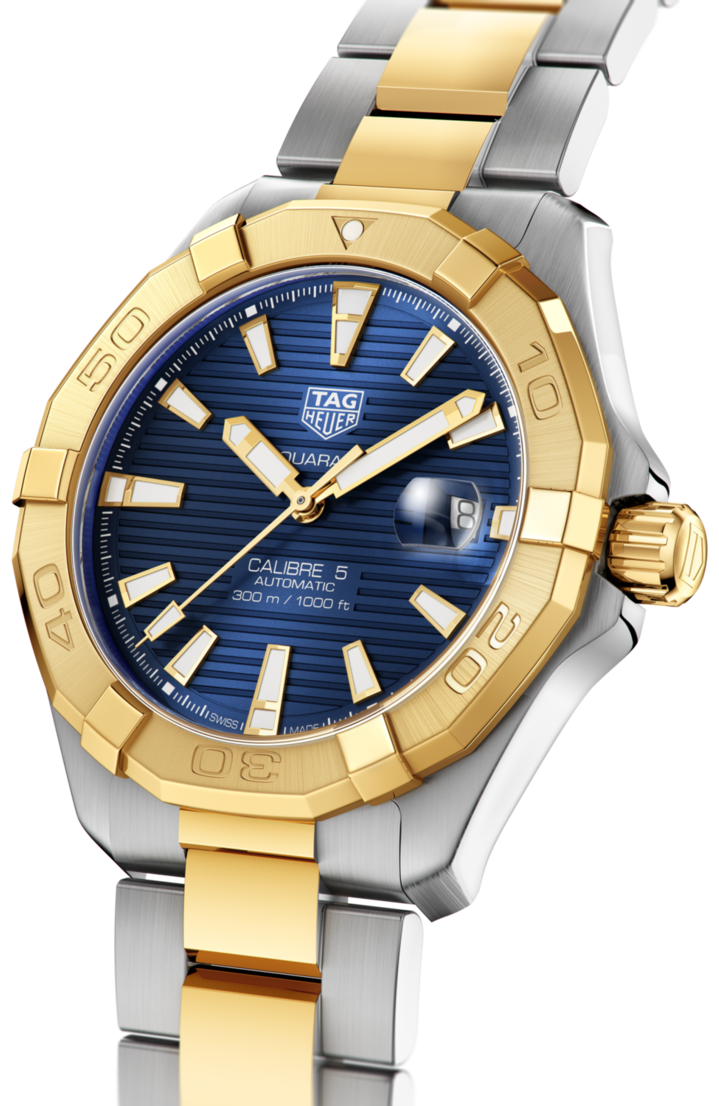 TAG Heuer Aquaracer Calibre 5 Automatic Men's Blue Steel and Yellow Gold  Coating 41mm Watch