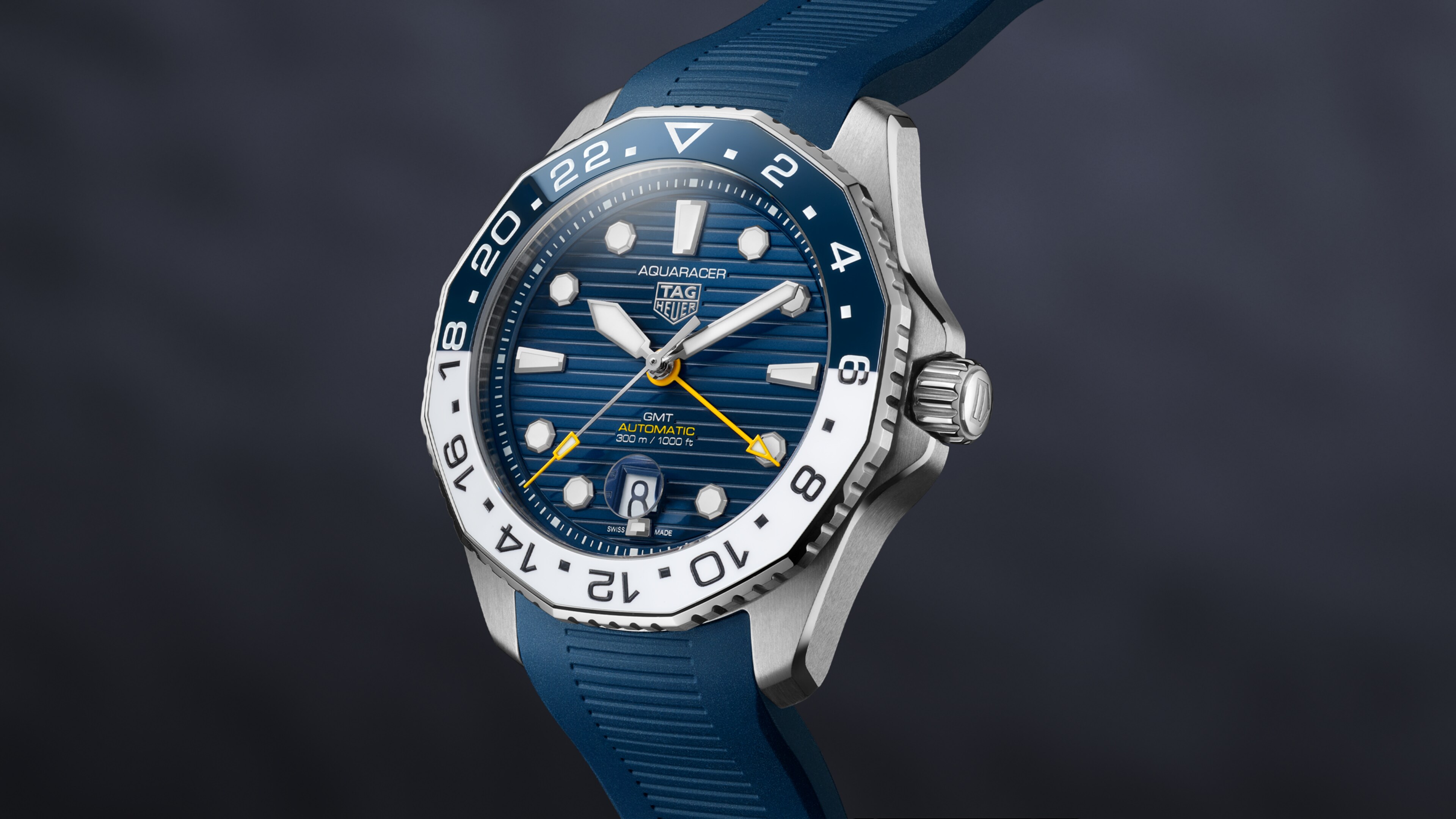 TAG Heuer AQUARACER Professional 300 GMT Automatic Blue Rubber Strap Watch, 43mm, WBP2010.FT6198