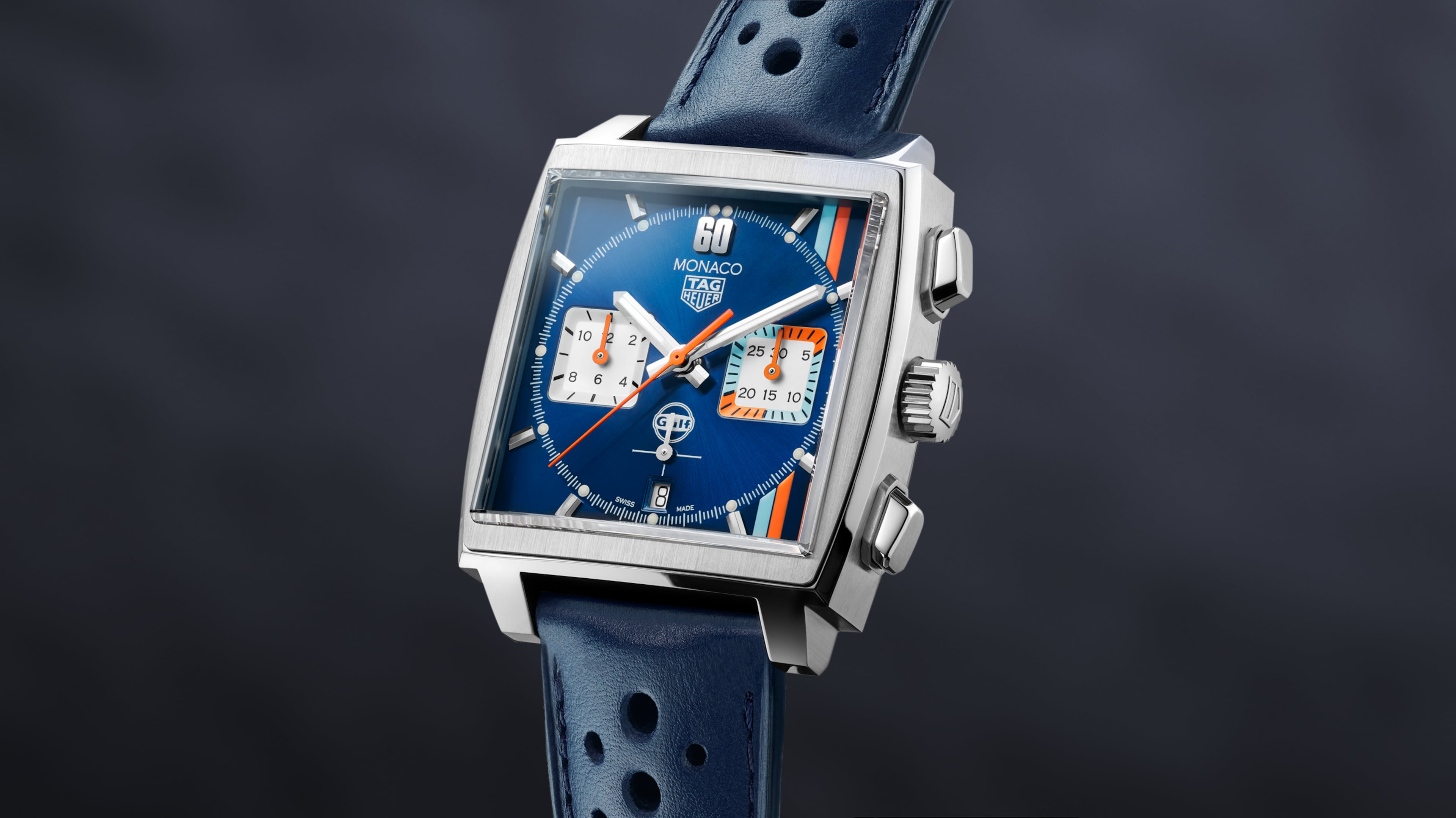 Tag Heuer Monaco X Gulf Chronograph Automatic Blue Dial Men's Watch  CBL2115.FC6494 - Watches, Monaco X Gulf - Jomashop